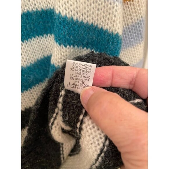 Entro Multicolor Striped Sweater Women's sz L long Balloon  sleeve‎ - Picture 4 of 12